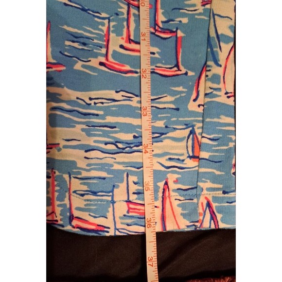 LILLY PULITZER Emora Knit Pant Small Sailboat Catamaran Blue Pink Print 008286 - Picture 11 of 14